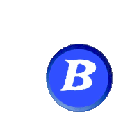 a blue button with a white letter b inside of it