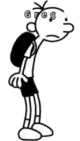 a black and white drawing of greg from the diary of a wimpy kid .