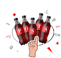 a hand is pointing to a bottle of coca cola that says posta