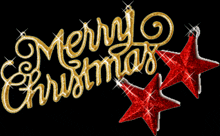 a gold merry christmas sign with red stars