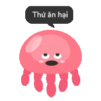 a jellyfish with a black speech bubble that says thu an hai