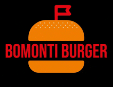 a logo for bomonti burger with a flag on top of it