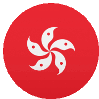 a red circle with a white flower in it