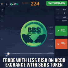 a screenshot of a bull bear strike token being traded on acdx exchange