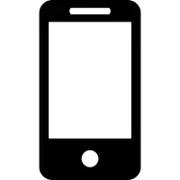 a black and white icon of a cell phone with an empty screen free icon