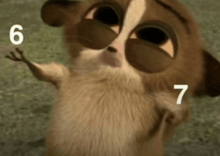 a cartoon animal with the numbers 6 and 7 on its head
