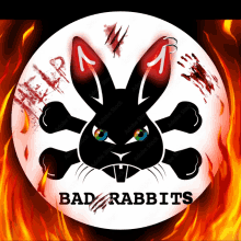 a logo for bad rabbits with a rabbit and skulls