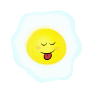 a yellow smiley face sticking out its tongue on a white background