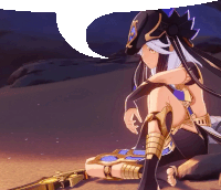 a girl in a pirate outfit sits on a rock with a sword