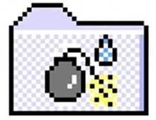 a pixel art of a folder with a bomb in it