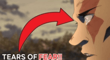 a close up of a person 's face with the words tears of fear written below