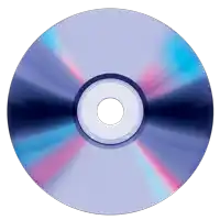 a purple cd with a white ring around the center of it