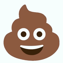 a cartoon drawing of a poop face with a fly flying around it