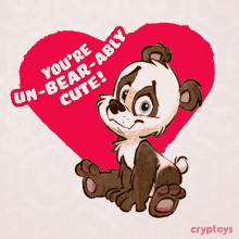 a valentine 's day card with a panda bear and the words you 're un-bear-ably cute