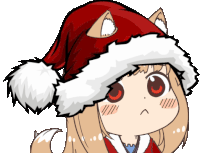 a cartoon of a girl wearing a santa hat with cat ears