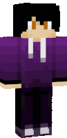 the minecraft character is wearing a purple hoodie and black pants