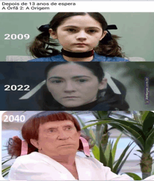 a picture of a girl from 2009 and a picture of a girl from 2040