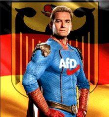 a man in a superhero costume with the word afd on it