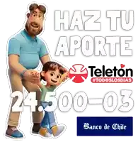 an advertisement for teleton shows a man and a girl