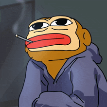 a cartoon character smoking a cigarette with his tongue out