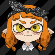 a drawing of a girl with orange hair wearing a bandana