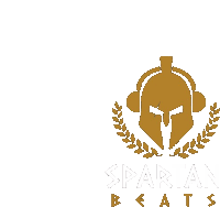 a logo for spartan beats shows a spartan helmet with headphones and a laurel wreath