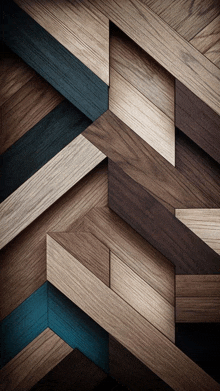 a geometric pattern of wooden boards with a blue stripe in the middle