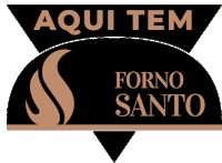 a logo for aqui tem forno santo has a flame on it