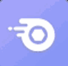 a white icon with a circle in the middle on a purple background