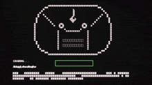 a black screen with a loading bar and a smiley face on it