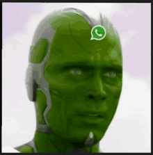 a man with a whatsapp icon on his forehead