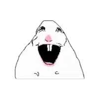a pixel art drawing of a hamster with its mouth open and teeth missing .
