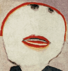 a drawing of a woman with red lips and braces