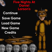 a poster for five nights at daniel larson 's with a bear