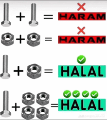a picture of nuts and bolts that says " halal " on it