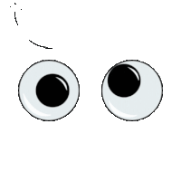a pair of cartoon eyes with black pupils on a white background