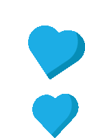 two blue hearts stacked on top of each other