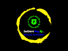 southern way rp police academy logo on a black background