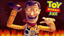 woody from toy story is holding a knife in his hand and smiling .