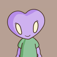 a cartoon character with a heart shaped head