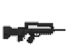 a pixel art drawing of a rifle on a black background .