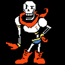 a pixel art drawing of papyrus holding a sword