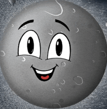 a cartoon drawing of a moon with a smiling face on it