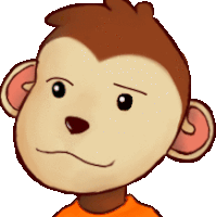 a close up of a monkey 's face with an orange shirt