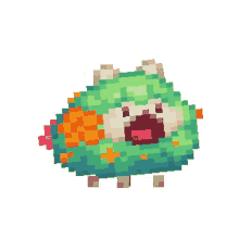 a pixel art drawing of a sheep with flowers on it