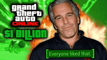 a man stands in front of a grand theft auto online advertisement