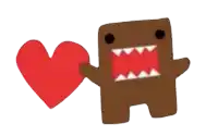 a cartoon character holds a red heart in his hand