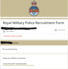 a google form for the royal military police