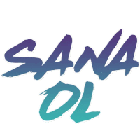 the word sana ol is written in blue and purple