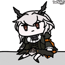 a drawing of a girl with horns and the name darthilles